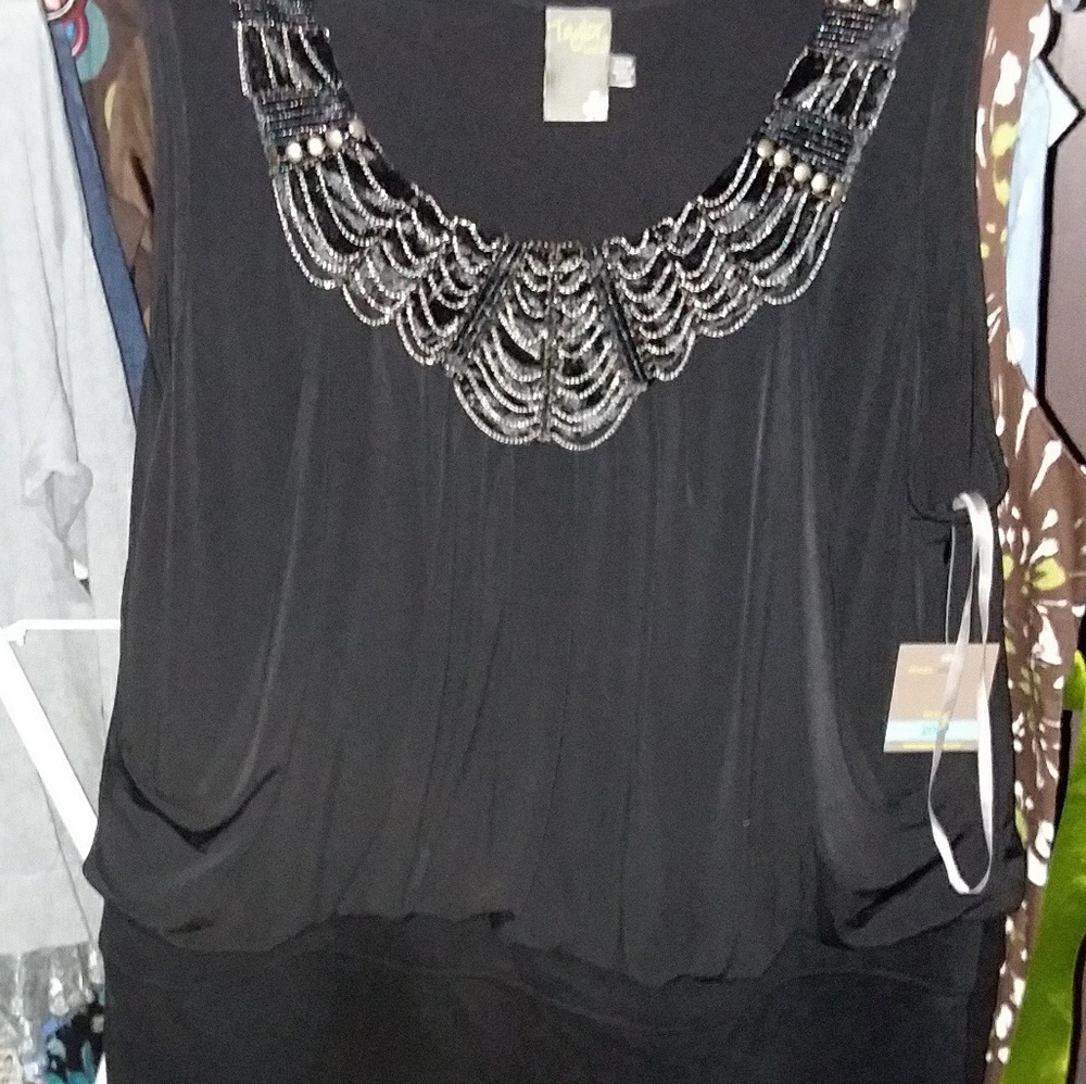 Black, beaded party dress